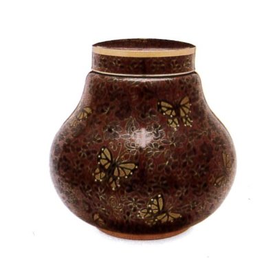 Amber Butterfly Cloisonne Full-Size Urn